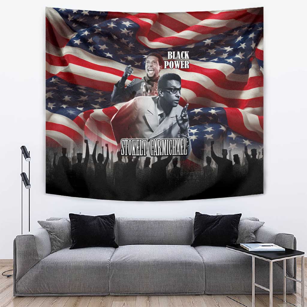 Stokely Carmichael Tapestry American Flag Background Black Power Quote Civil Rights Leader Powerful Speech - African Pride