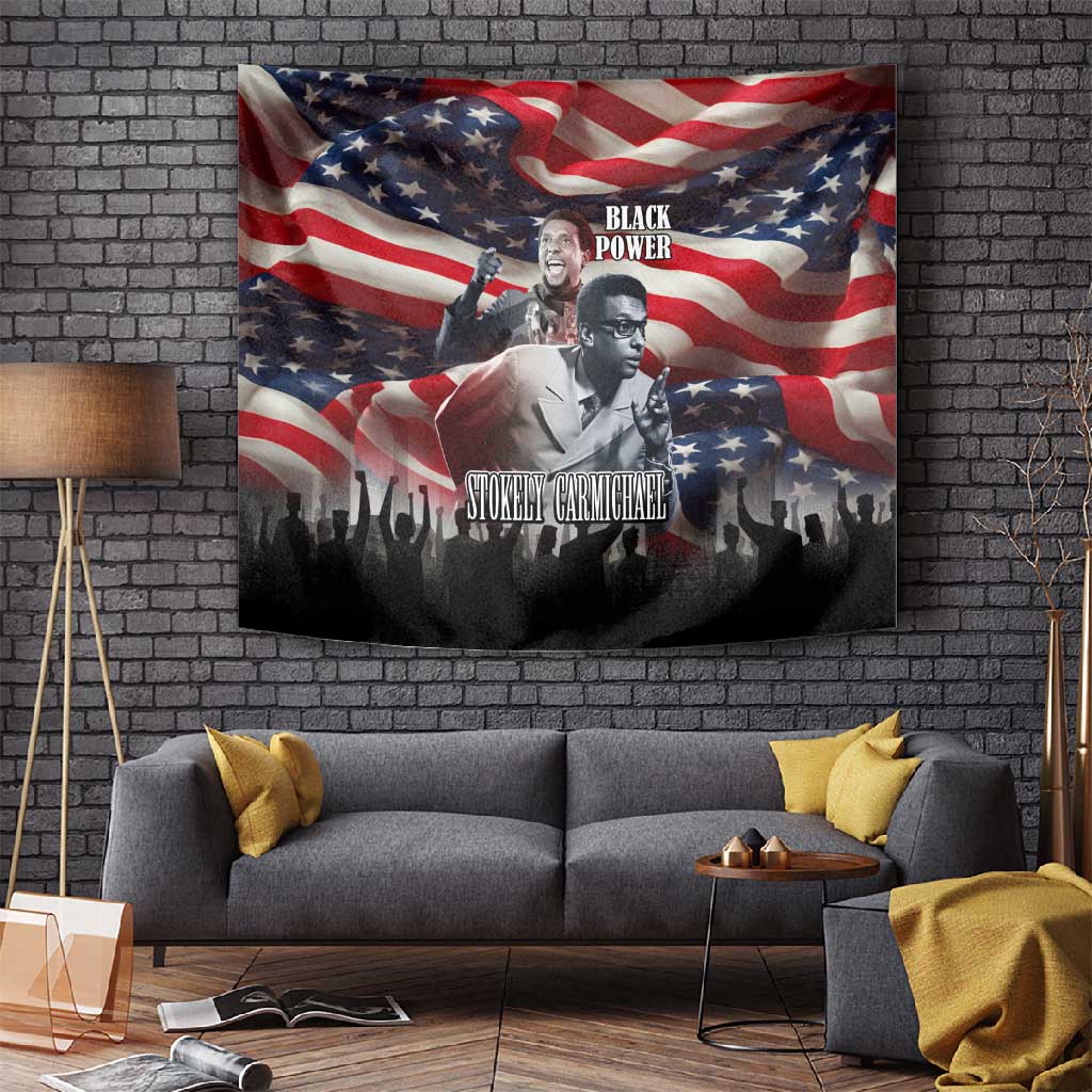 Stokely Carmichael Tapestry American Flag Background Black Power Quote Civil Rights Leader Powerful Speech - African Pride