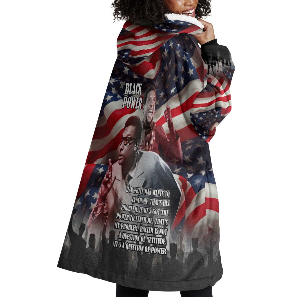 Stokely Carmichael Wearable Blanket Hoodie American Flag Background Black Power Quote Civil Rights Leader Powerful Speech - African Pride