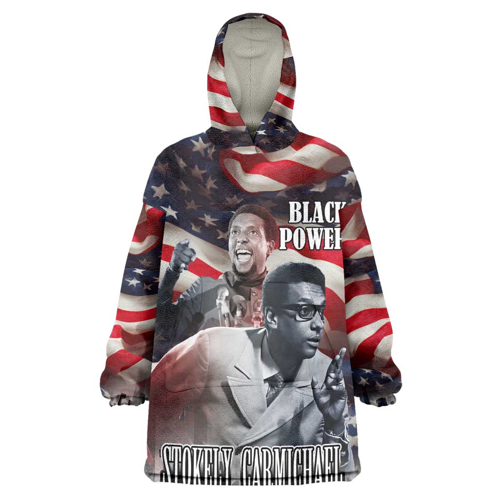 Stokely Carmichael Wearable Blanket Hoodie American Flag Background Black Power Quote Civil Rights Leader Powerful Speech - African Pride