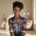 Stokely Carmichael Women Casual Shirt American Flag Background Black Power Quote Civil Rights Leader Powerful Speech - African Pride