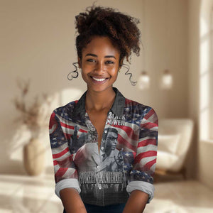 Stokely Carmichael Women Casual Shirt American Flag Background Black Power Quote Civil Rights Leader Powerful Speech - African Pride