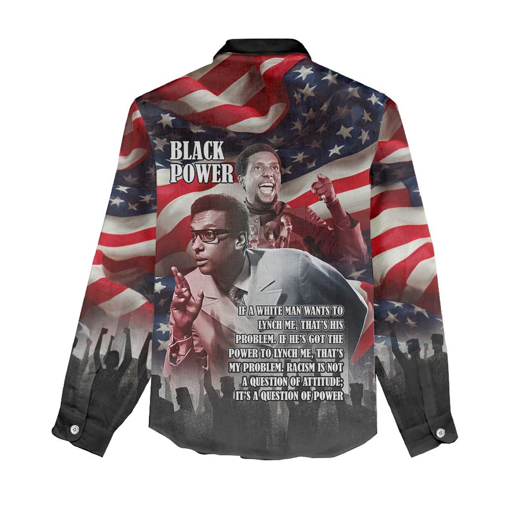 Stokely Carmichael Women Casual Shirt American Flag Background Black Power Quote Civil Rights Leader Powerful Speech - African Pride