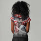 Stokely Carmichael Women V-Neck T-Shirt American Flag Background Black Power Quote Civil Rights Leader Powerful Speech - African Pride