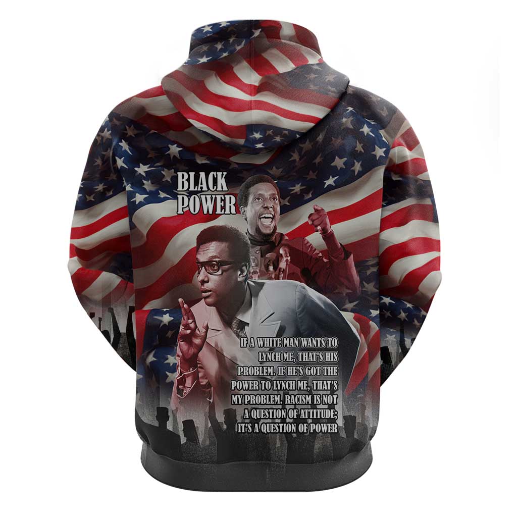Stokely Carmichael Zip Hoodie American Flag Background Black Power Quote Civil Rights Leader Powerful Speech - African Pride