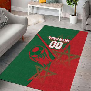 Personalized Morocco Football Area Rug Geometric Star Flag Soccer National Pride