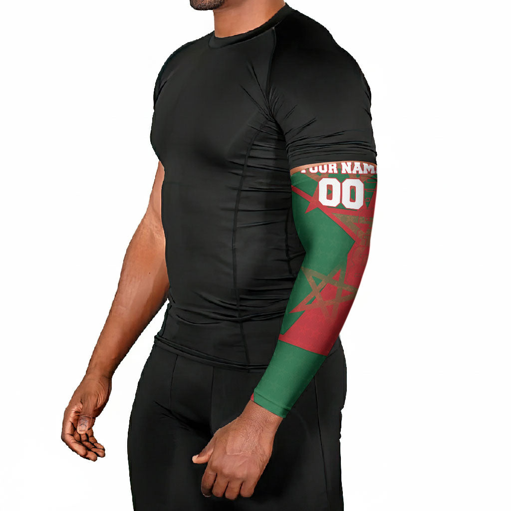 Personalized Morocco Football Arm Sleeves Geometric Star Flag Soccer National Pride