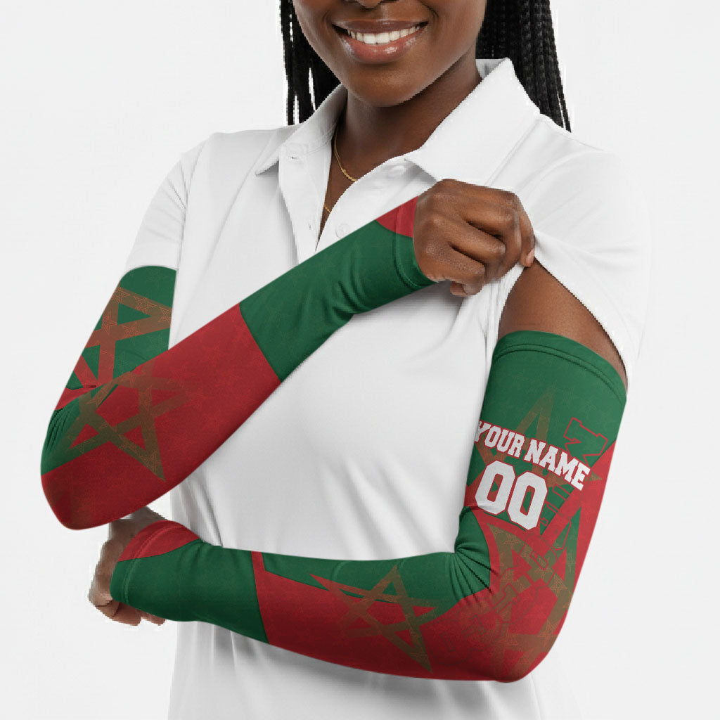 Personalized Morocco Football Arm Sleeves Geometric Star Flag Soccer National Pride