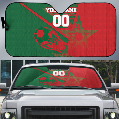 Personalized Morocco Football Auto Sun Shade Geometric Star Flag Soccer National Pride