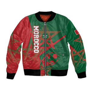 Personalized Morocco Football Bomber Jacket Geometric Star Flag Soccer National Pride