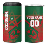 Personalized Morocco Football 4 in 1 Can Cooler Tumbler Geometric Star Flag Soccer National Pride
