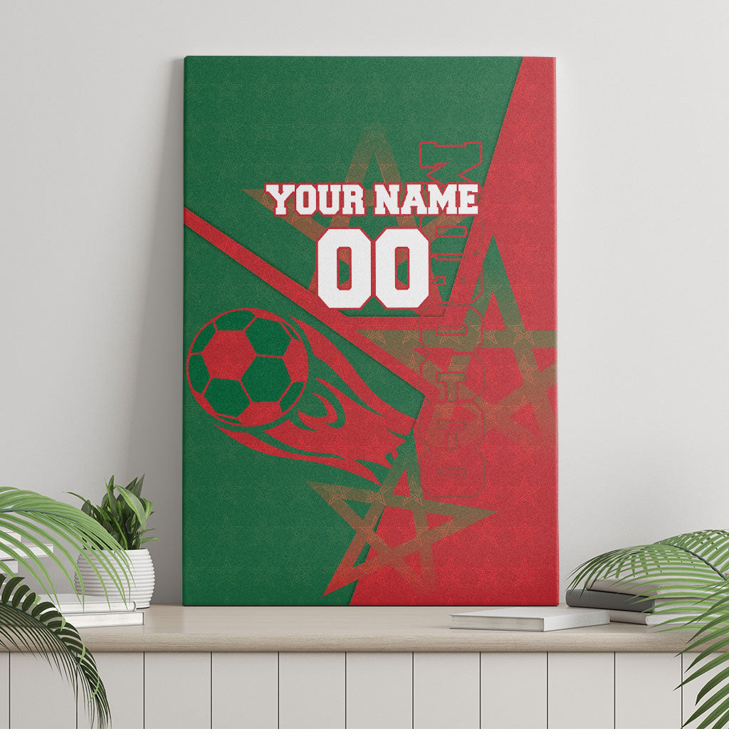 Personalized Morocco Football Canvas Wall Art Geometric Star Flag Soccer National Pride