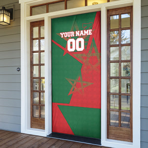 Personalized Morocco Football Door Cover Geometric Star Flag Soccer National Pride