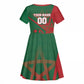 Personalized Morocco Football Kid Short Sleeve Dress Geometric Star Flag Soccer National Pride