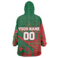 Personalized Morocco Football Kid Wearable Blanket Hoodie Geometric Star Flag Soccer National Pride