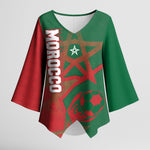 Personalized Morocco Football Kimono Sleeve Blouse Geometric Star Flag Soccer National Pride