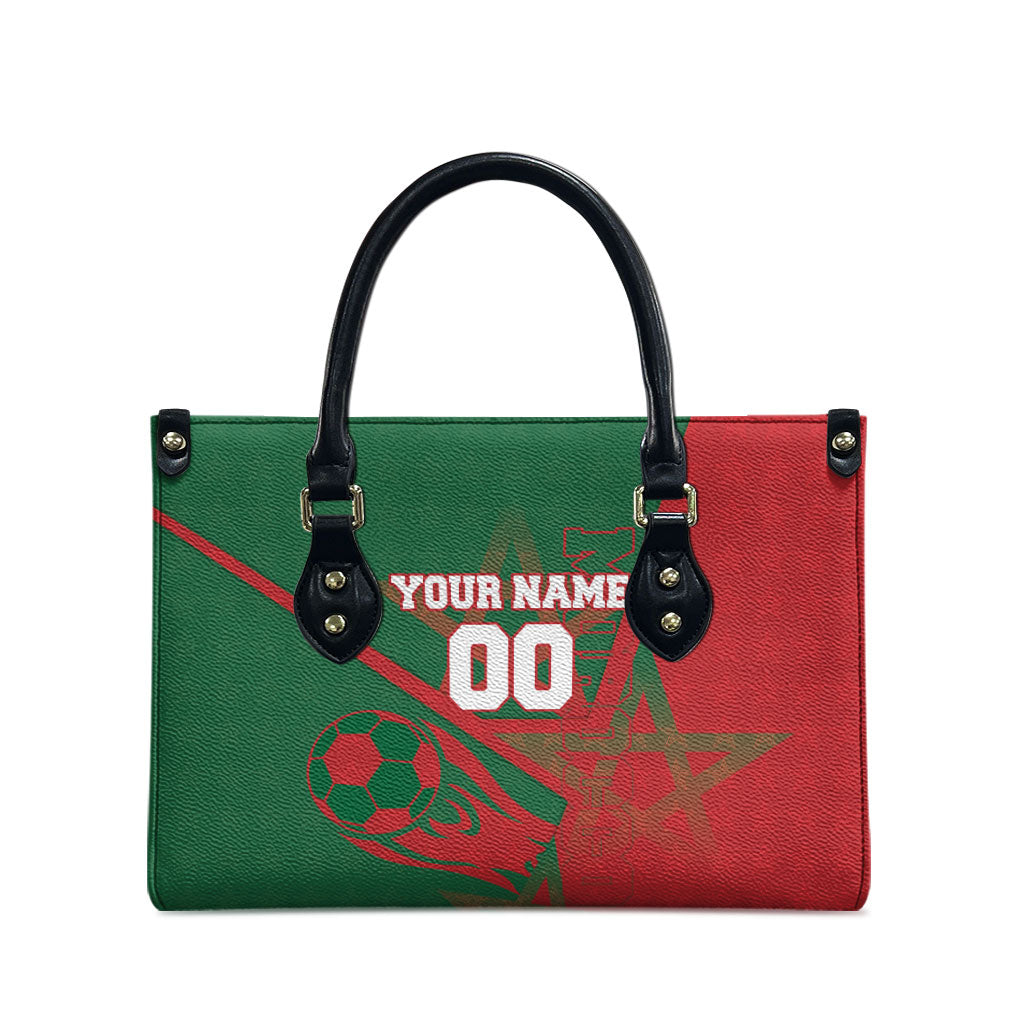 Personalized Morocco Football Leather Bag Geometric Star Flag Soccer National Pride