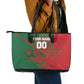 Personalized Morocco Football Leather Tote Bag Geometric Star Flag Soccer National Pride