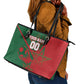 Personalized Morocco Football Leather Tote Bag Geometric Star Flag Soccer National Pride