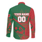 Personalized Morocco Football Long Sleeve Button Shirt Geometric Star Flag Soccer National Pride
