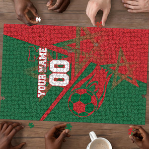 Personalized Morocco Football Puzzle Geometric Star Flag Soccer National Pride