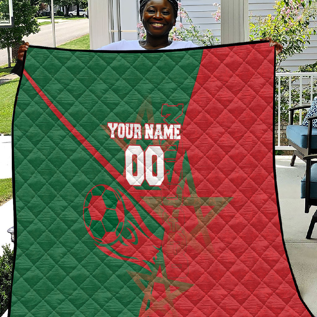 Personalized Morocco Football Quilt Geometric Star Flag Soccer National Pride