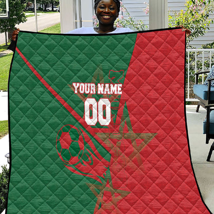 Personalized Morocco Football Quilt Geometric Star Flag Soccer National Pride