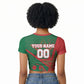 Personalized Morocco Football Raglan Cropped T shirt Geometric Star Flag Soccer National Pride