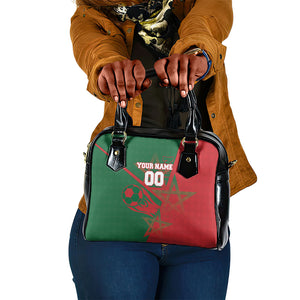 Personalized Morocco Football Shoulder Handbag Geometric Star Flag Soccer National Pride