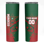 Personalized Morocco Football Skinny Tumbler Geometric Star Flag Soccer National Pride