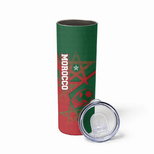 Personalized Morocco Football Skinny Tumbler Geometric Star Flag Soccer National Pride