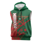 Personalized Morocco Football Sleeveless Hoodie Geometric Star Flag Soccer National Pride