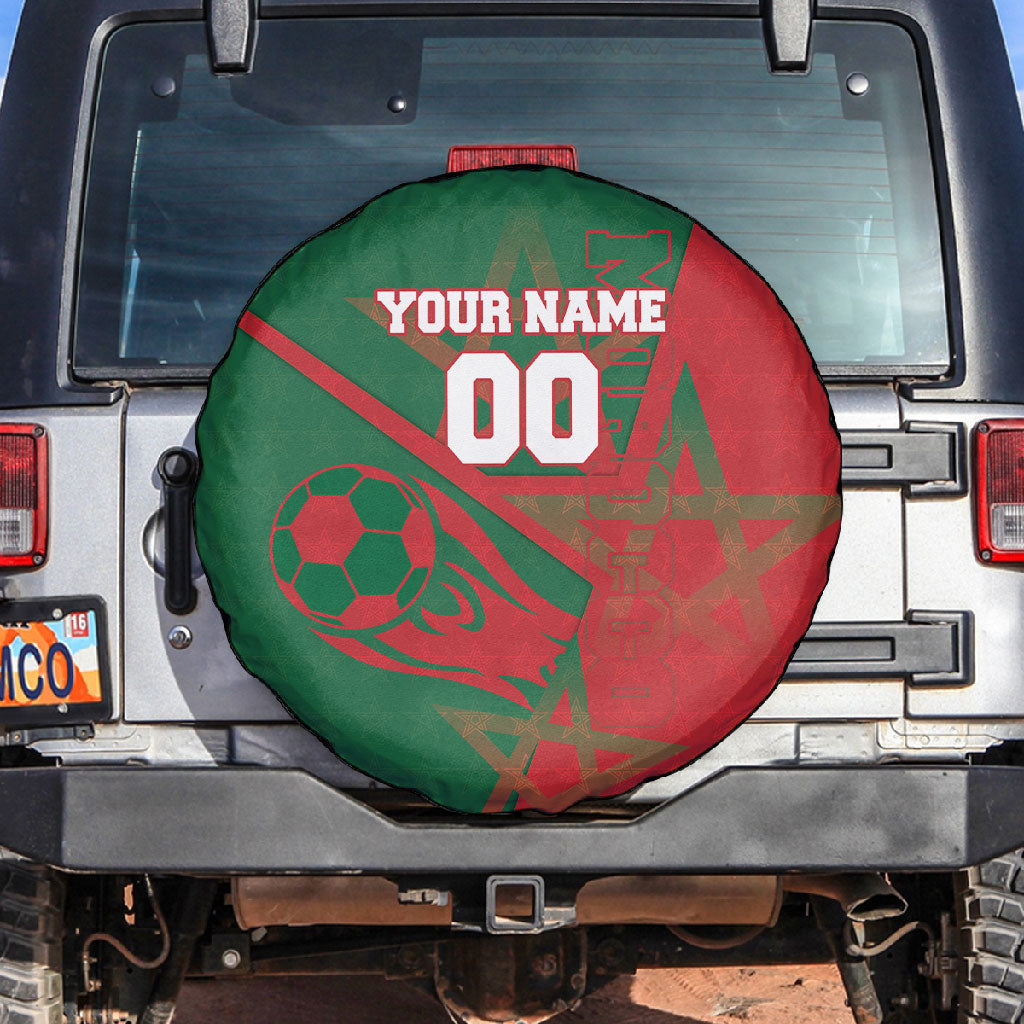 Personalized Morocco Football Spare Tire Cover Geometric Star Flag Soccer National Pride