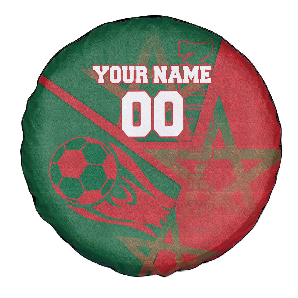 Personalized Morocco Football Spare Tire Cover Geometric Star Flag Soccer National Pride