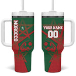 Personalized Morocco Football Tumbler With Handle Geometric Star Flag Soccer National Pride