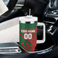 Personalized Morocco Football Tumbler With Handle Geometric Star Flag Soccer National Pride