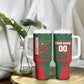 Personalized Morocco Football Tumbler With Handle Geometric Star Flag Soccer National Pride