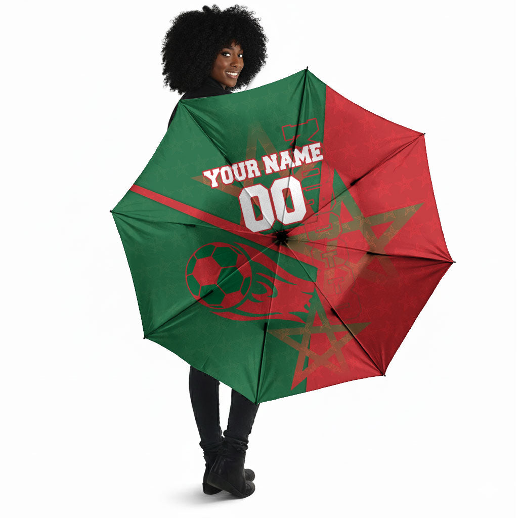 Personalized Morocco Football Umbrella Geometric Star Flag Soccer National Pride