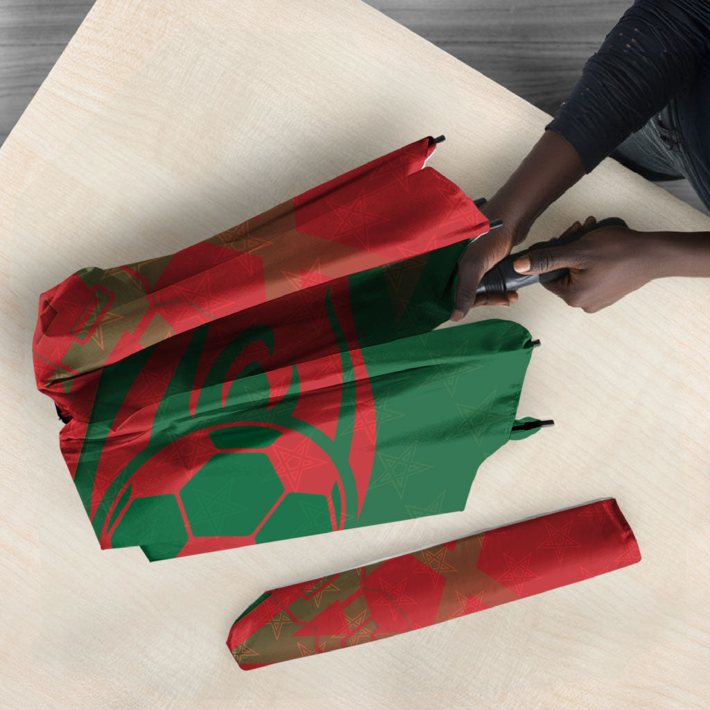 Personalized Morocco Football Umbrella Geometric Star Flag Soccer National Pride