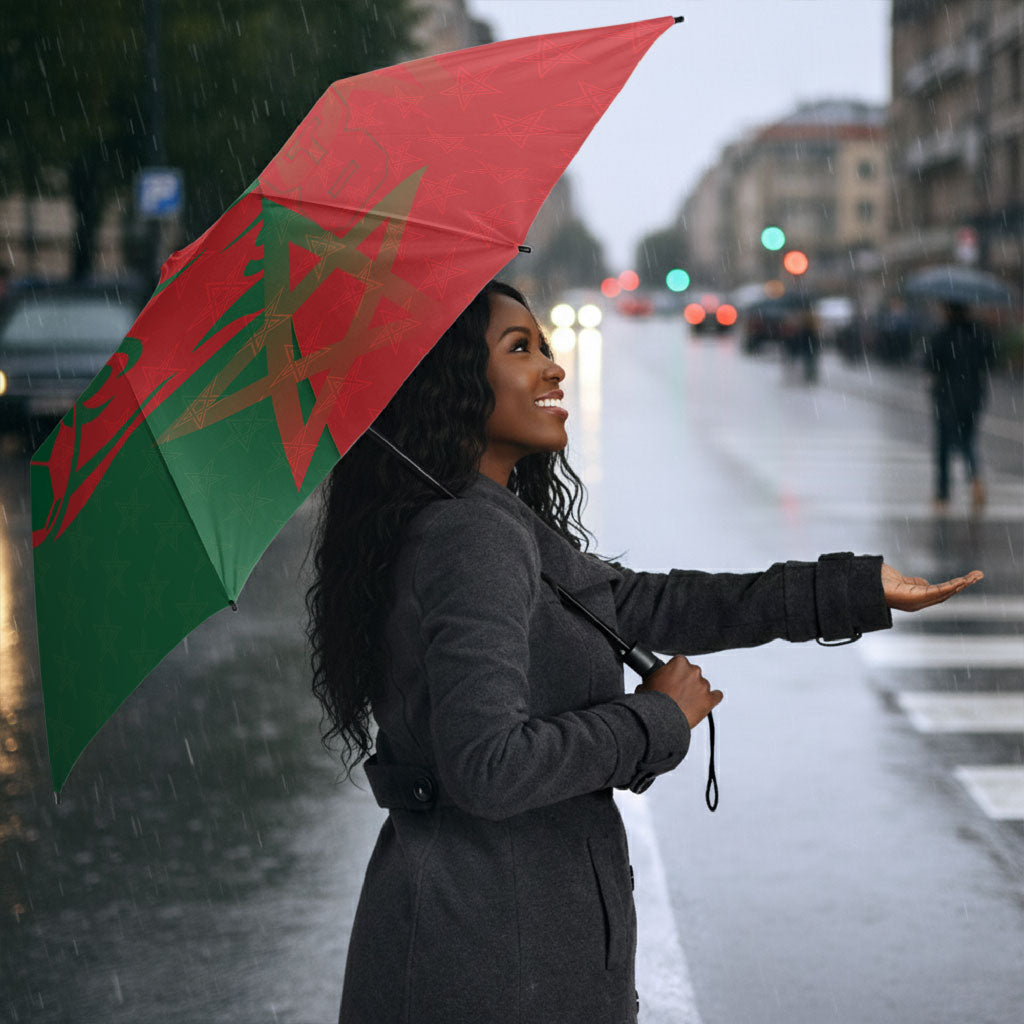 Personalized Morocco Football Umbrella Geometric Star Flag Soccer National Pride