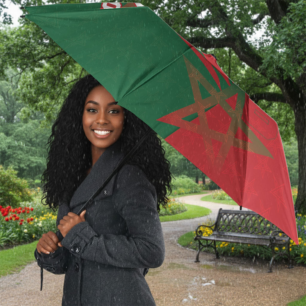 Personalized Morocco Football Umbrella Geometric Star Flag Soccer National Pride