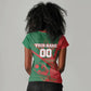 Personalized Morocco Football Women V-Neck T-Shirt Geometric Star Flag Soccer National Pride