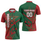 Personalized Morocco Football Zipper Polo Shirt Geometric Star Flag Soccer National Pride