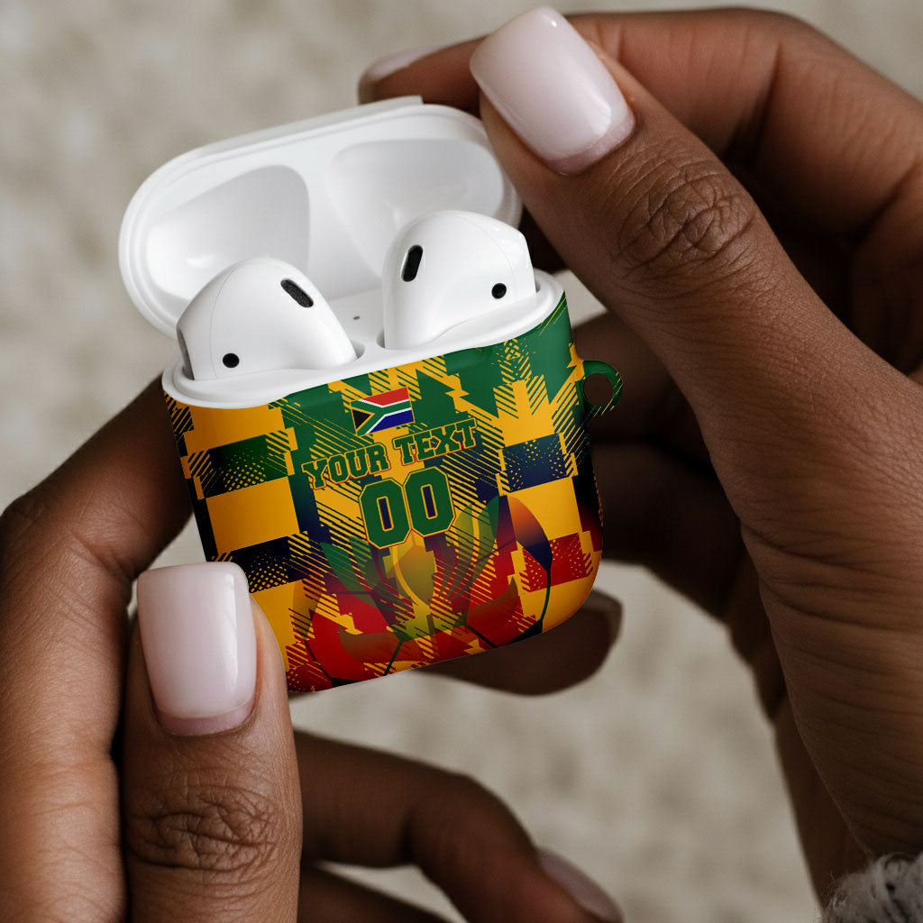 Personalized South Africa Football AirPods Case South African Flag Inspiration - Soccer Graphic Bold Color Blocks