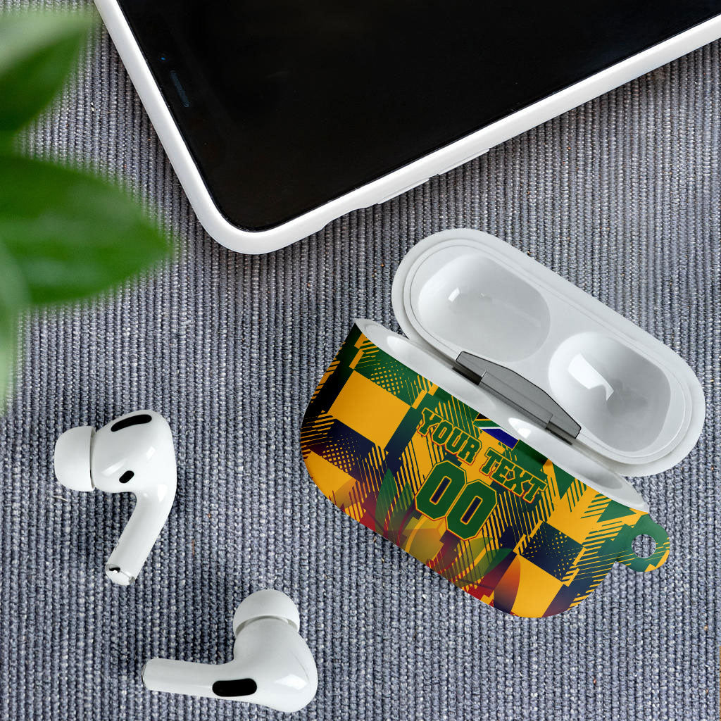 Personalized South Africa Football AirPods Case South African Flag Inspiration - Soccer Graphic Bold Color Blocks