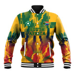 Personalized South Africa Football Baseball Jacket South African Flag Inspiration - Soccer Graphic Bold Color Blocks