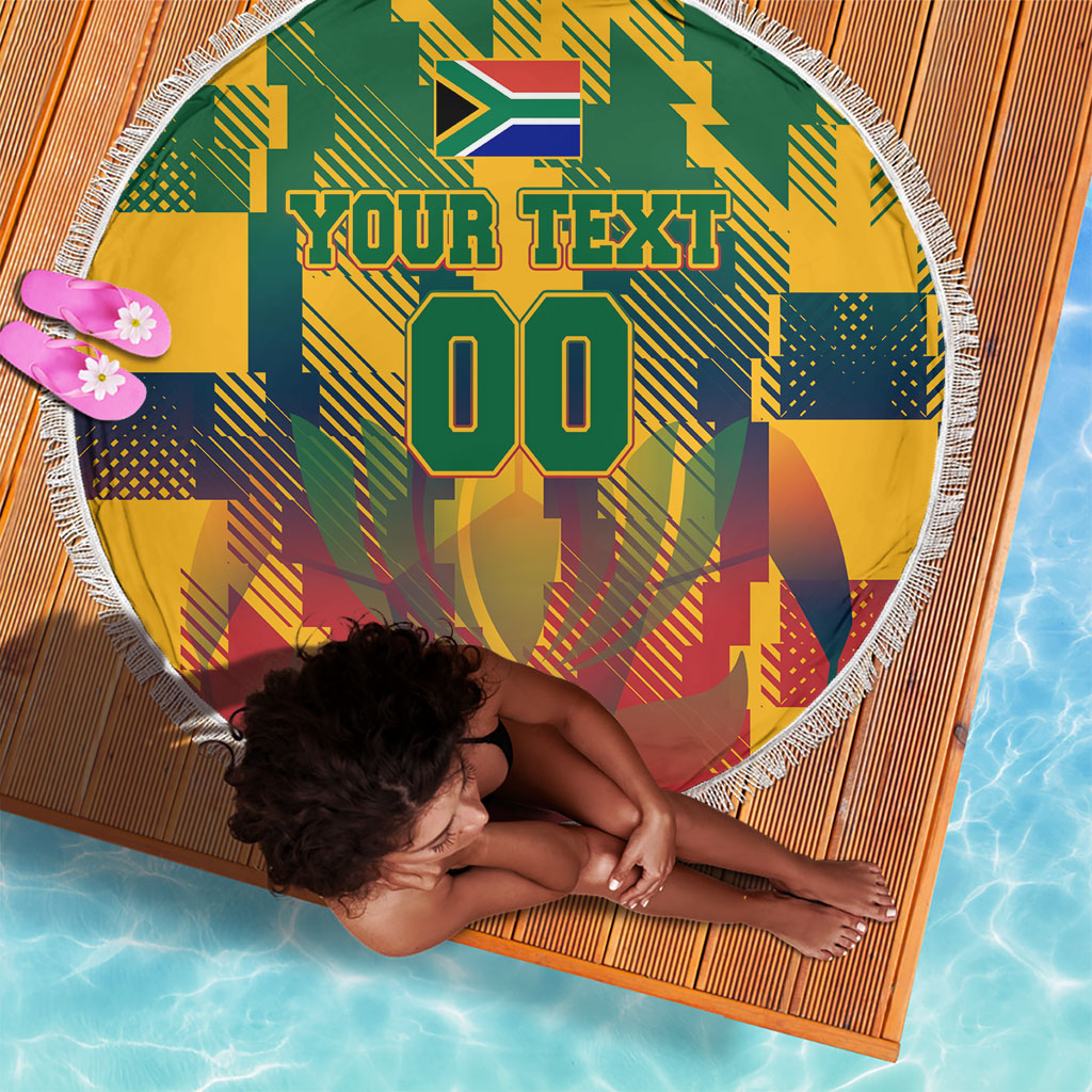 Personalized South Africa Football Beach Blanket South African Flag Inspiration - Soccer Graphic Bold Color Blocks