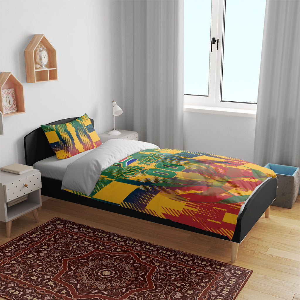 Personalized South Africa Football Bedding Set South African Flag Inspiration - Soccer Graphic Bold Color Blocks