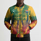 Personalized South Africa Football Bomber Puffer Jacket South African Flag Inspiration - Soccer Graphic Bold Color Blocks