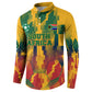 Personalized South Africa Football Button Sweatshirt South African Flag Inspiration - Soccer Graphic Bold Color Blocks
